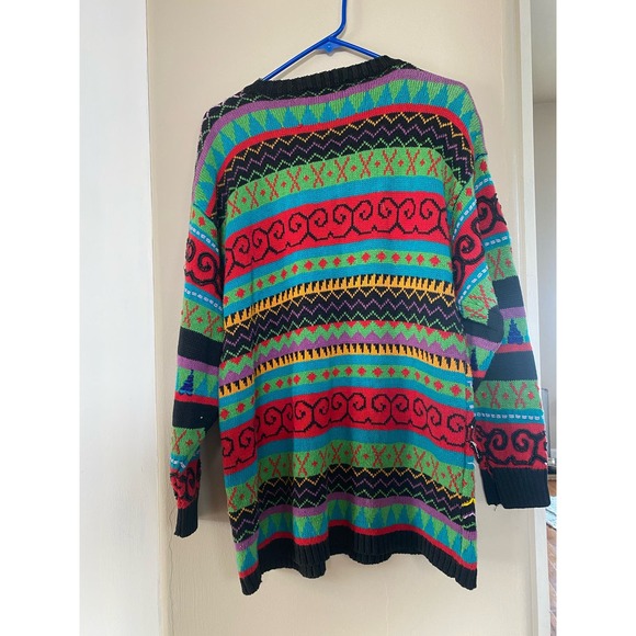 Vtg 80s 90s Lisa Ashley originals colorful beaded heavy sweater carducci - Picture 3 of 4